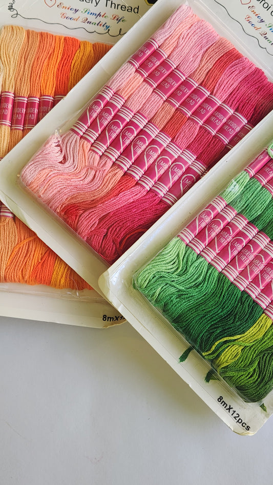 SET 12 HILOS PARA BORDAR TONOS ROSADOS