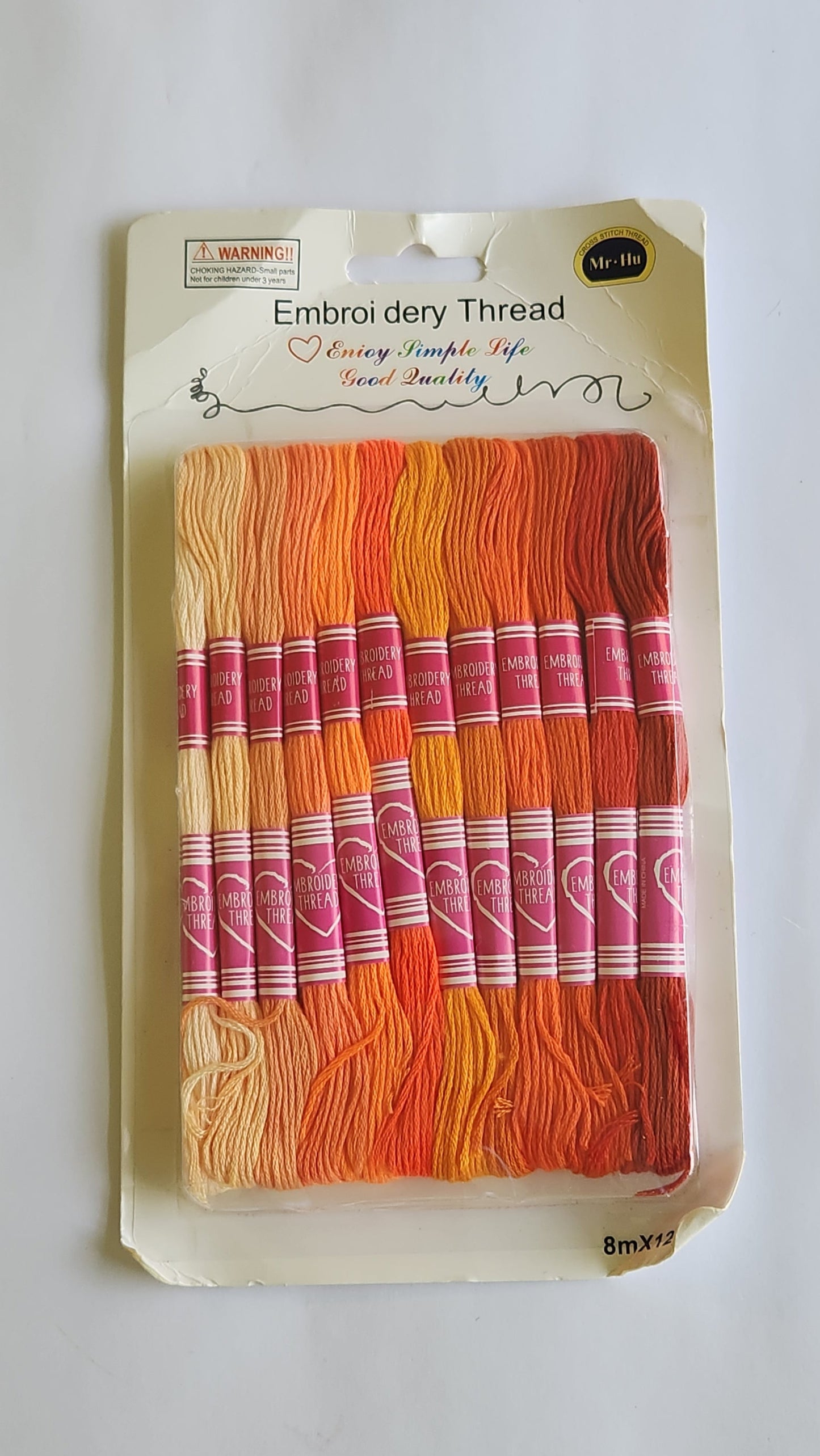 SET 12 HILOS PARA BORDAR TONOS NARANJO