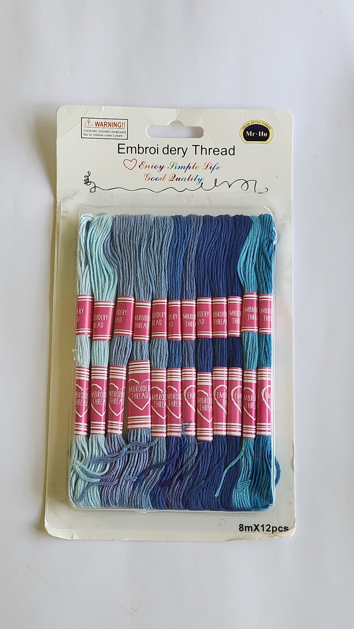 SET 12 HILOS PARA BORDAR TONOS AZULES