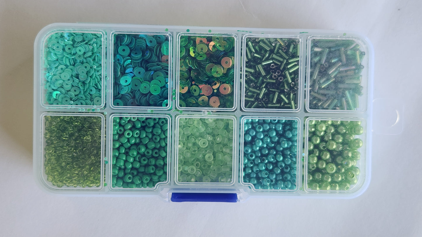 SET MOSTACILLAS Y LENTEJUELAS VERDE OSCURO