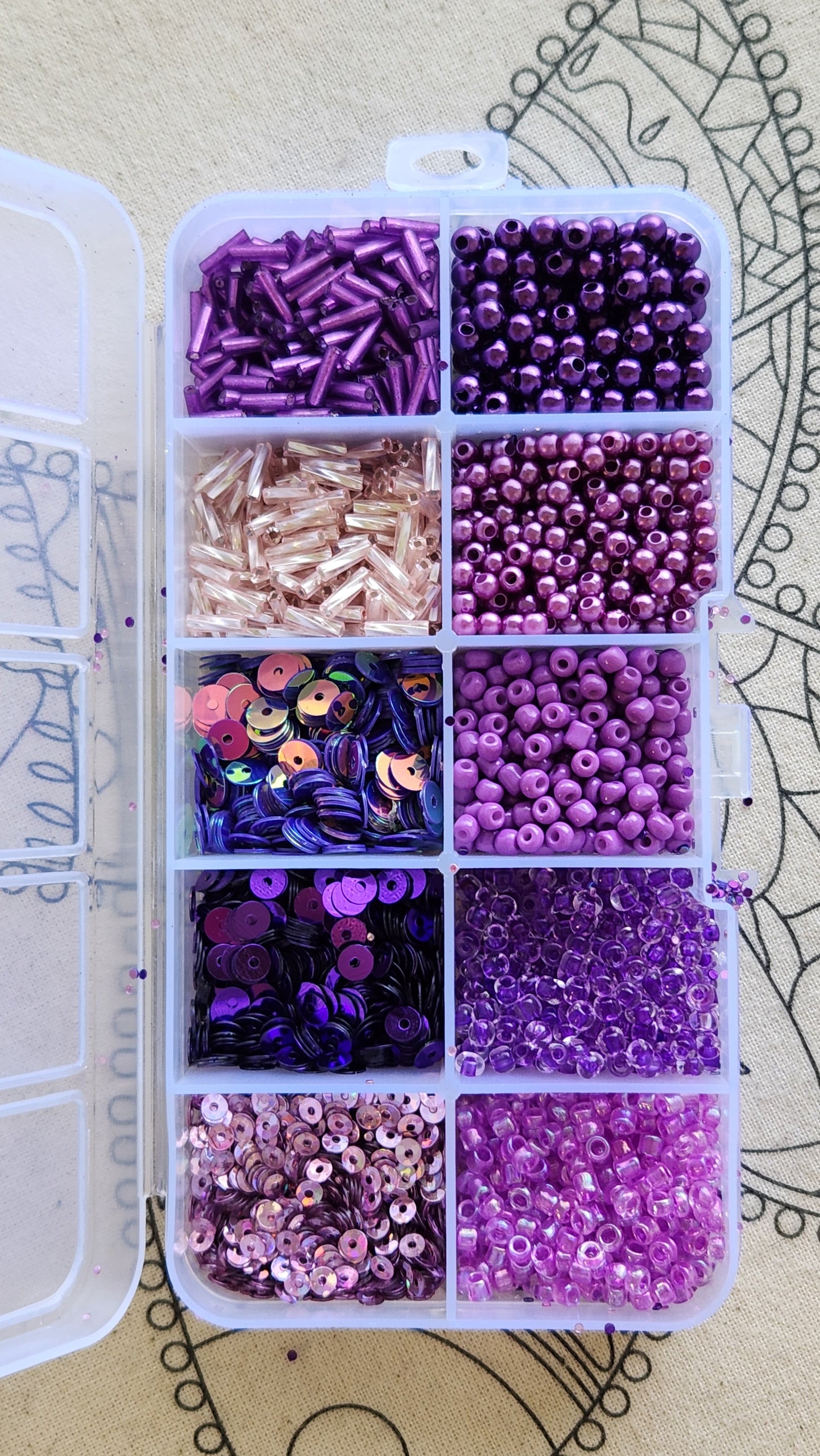 SET MOSTACILLAS Y LENTEJUELAS MORADO