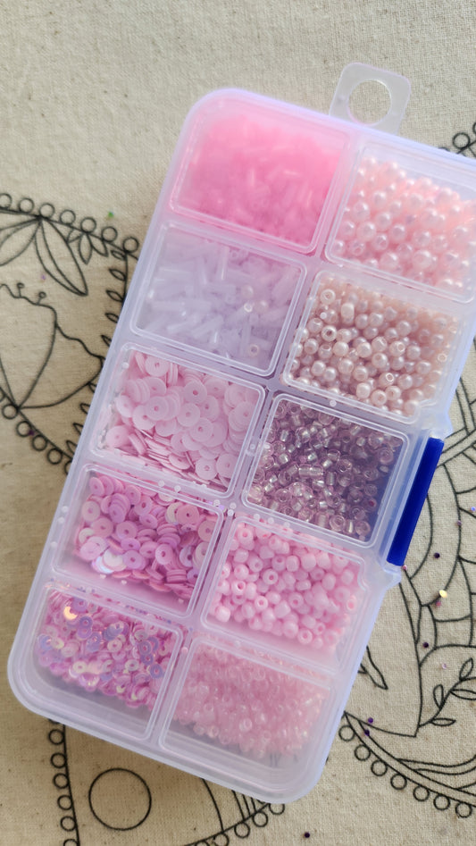 SET MOSTACILLAS Y LENTEJUELAS ROSA