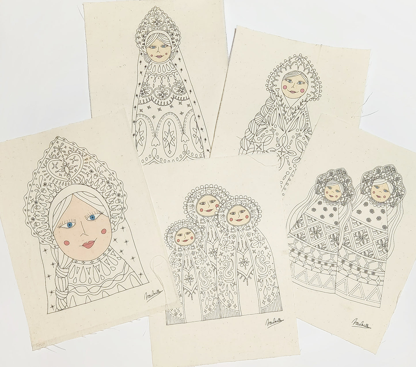 MATRIOSKAS PARA BORDAR DISEÑO REINA