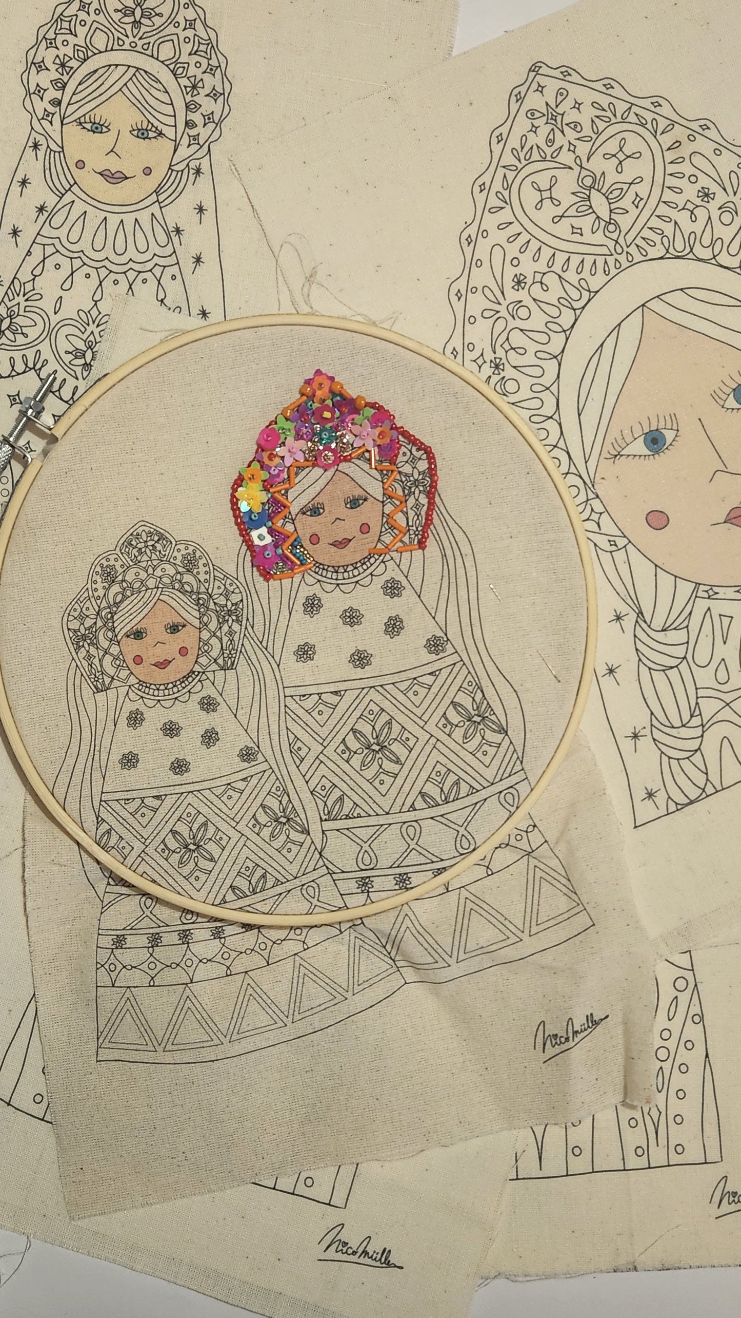 MATRIOSKAS PARA BORDAR DISEÑO NIÑITAS