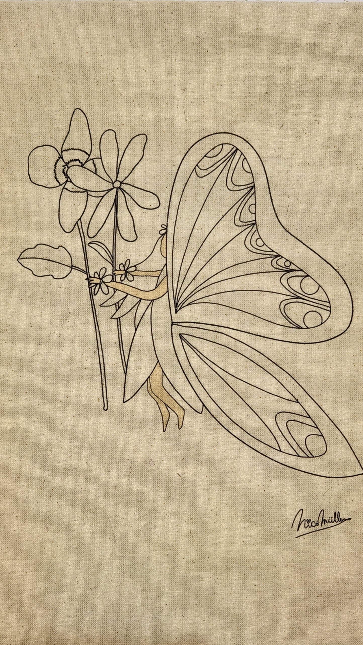 LAMINA PARA BORDAR O PINTAR DISEÑO HADA Y FLORES