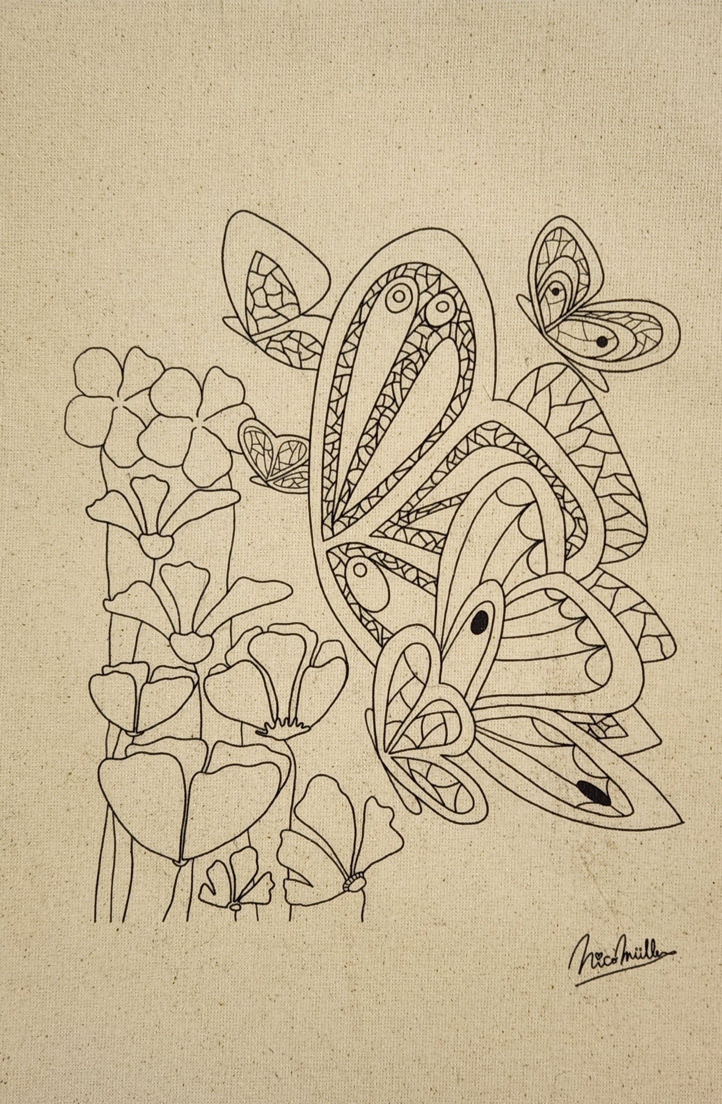 LAMINA PARA BORDAR O PINTAR DISEÑO MARIPOSAS Y FLORES