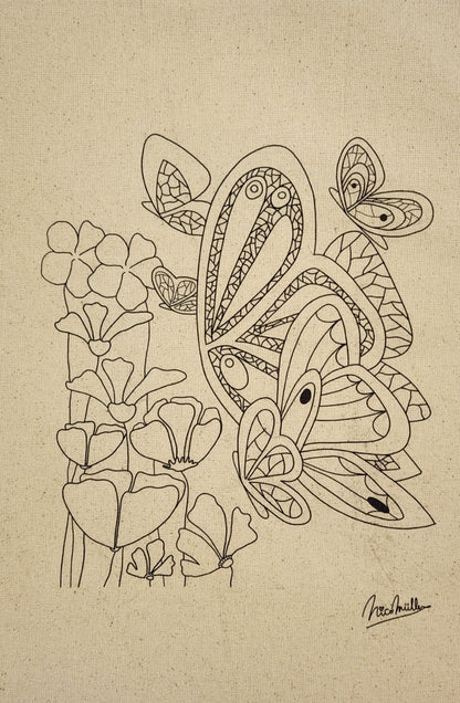 LAMINA PARA BORDAR O PINTAR DISEÑO MARIPOSAS Y FLORES