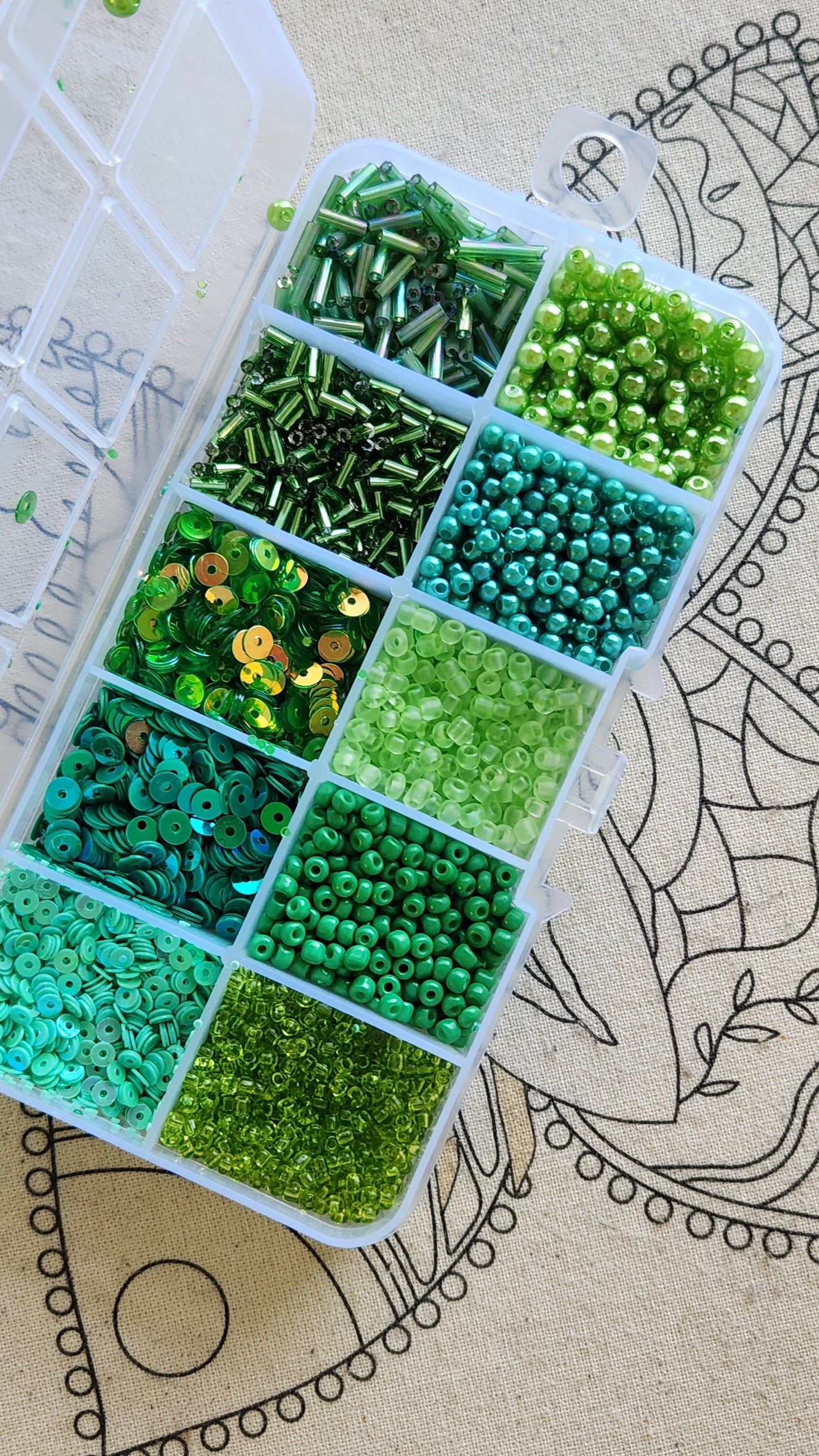 SET MOSTACILLAS Y LENTEJUELAS VERDE OSCURO