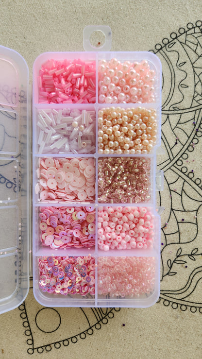 SET MOSTACILLAS Y LENTEJUELAS ROSA